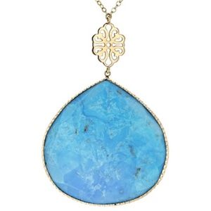 Blue Turquoise 10k Yellow Gold Necklace